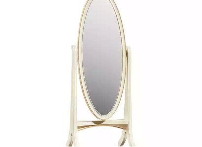 Wohnzimmer Bodenspiegel Spieglein Holzrahmen Oval weiß Standspiegel Spiegel