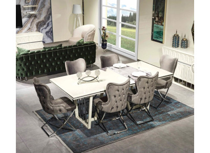 Luxus Esszimmer Set 7tlg. Esstisch Stühle modern Möbel Design Tisch