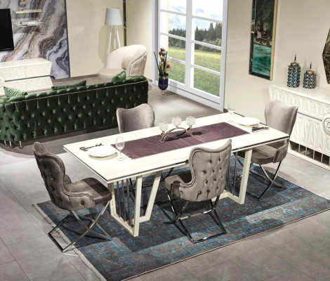 Luxus Esszimmer Set 7tlg. Esstisch Stühle modern Möbel Design Tisch
