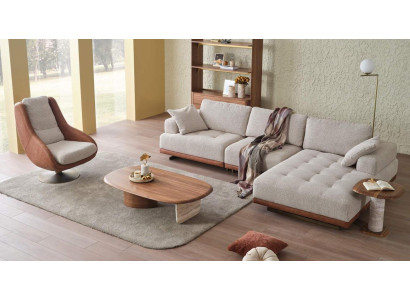 Stilvoll Wohnzimmer set 2tlg. Luxus Ecksofa L-Form + Sessel Designer set