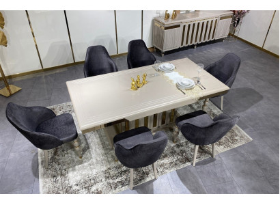 Luxus Esszimmer Set Esstisch + 6x Stühle Designer Set Essgruppe Garnitur