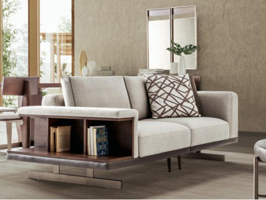 Beige-Braune Sofagarnitur Luxuriöse Couchen Polstermöbel Set Sofas 3+2 Sitzer 