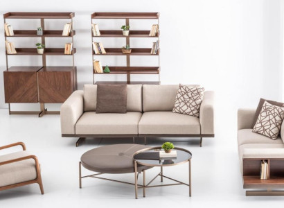 Beige Moderne Sofagarnitur Dreisitzer Zweisitzer Set Luxus Stoffmöbel