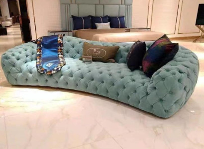 Sofa 3 Sitzer Chesterfield Grün Polster Sofas Design Kunstleder neu Modern