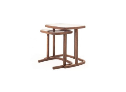 Luxuriöses Ablagentisch-Set Designer Couchtische Weiße Holzplatte 2tlg