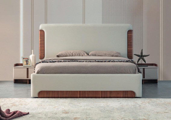 Stilvolle Beige Schlafzimmer Möbel Polster Doppelbett Schminktisch 5tlg
