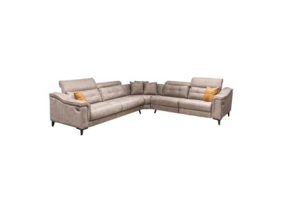 Robustes Graues Ecksofa Wohnzimmer L-Form Ledersofa Designer Couchen