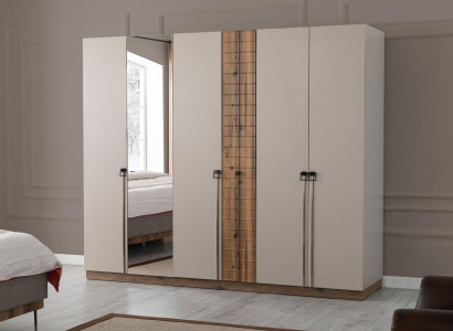 Beiger Schlafzimmer Kleiderschrank Designer Schränke Luxus Holzschränke