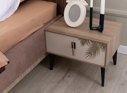 Beiger Nachttisch Designer Schlafzimmer Möbel Luxus Holz Nachttische