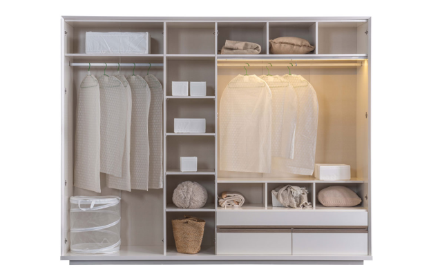 Weißer Kleiderschrank Schlafzimmer Schrank Robuster 6 türiger Glasschrank