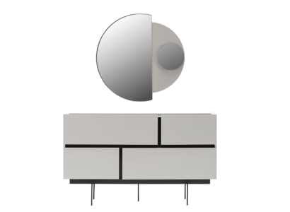 Stilvolle Schlafzimmer Anrichte Designer Holz Kommode Spiegel 2tlg Set