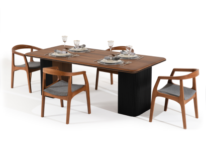Essgruppe Komplette Esszimmer Esstisch Stühle 7tlg Braun Klassischе