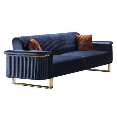 Blau-Oranges Wohnzimmer Sofa-Set Designer Stoffsofas Moderne Möbel 2tlg
