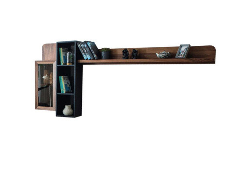 Braune Wohnzimmer Wandgarnitur Designer TV-Ständer RTV Holz Regale LED