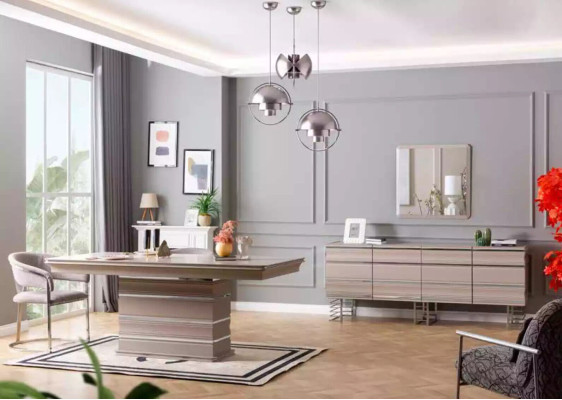 Tisch 6x Stühle Sideboard Spiegel 9tlg Esszimmer Set Gruppe Garnitur