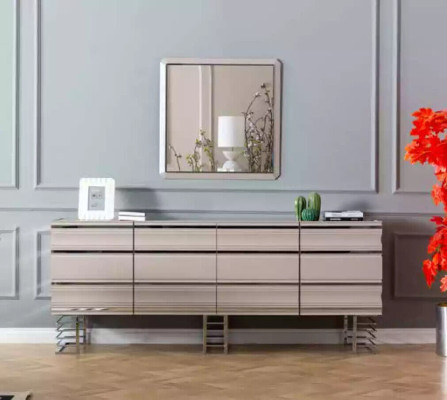 Tisch 6x Stühle Sideboard Spiegel 9tlg Esszimmer Set Gruppe Garnitur