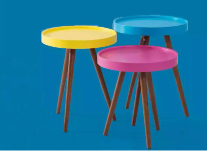 Beistelltisch 3x braun Wohnzimmer Möbel Material Holz Design neu