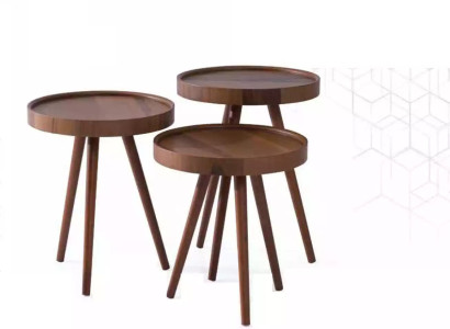Beistelltisch 3x rund Dekotisch Lampentisch Sofatisch Tisch Holz braun
