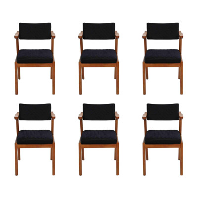 Luxus Esszimmer Stuhl Modern Holz Möbel 6x Stühle Schwarz Design Einrichtung