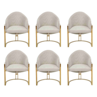 Modern 6x Stühle Polsterstuhl Esszimmerstuhl Metall Küchenstuhl Weiß Stilvoll