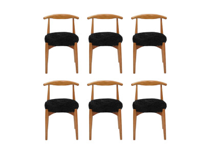 Luxus Esszimmer Holz 6x Stühle Braun Ohne Armlehne Design gepolsterter Stuhl