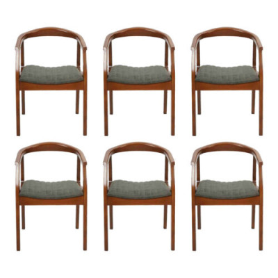 Stuhl Braun Design Wohnzimmer Esszimmer Holz 6x Stühle Polster Neu