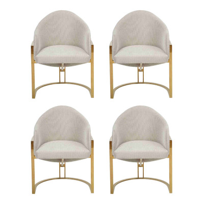 Modern 4x Stühle Polsterstuhl Esszimmerstuhl Metall Küchenstuhl Weiß Stilvoll