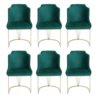 Luxus Designer Grüner Esszimmerstuhl 6x Stühle Einsitzer Moderne Esszimmer