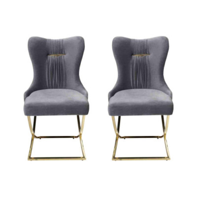 Esszimmer 2x Stühle Luxus Sessel Stuhl Grau Lehnstuhl Wohnzimmer Möbel Neu
