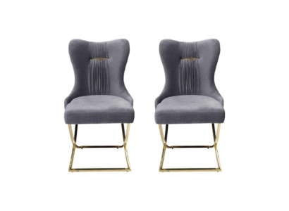 Esszimmer 2x Stühle Luxus Sessel Stuhl Grau Lehnstuhl Wohnzimmer Möbel Neu