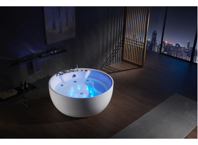 Rund Badewanne Whirlpool Wanne Relax Wannen Spa Weiß 150cm Sprudel Massagedüsen