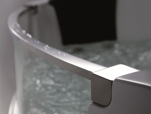 Whirlpool Badewanne Glas LED Licht Armaturen Eckbadewanne Wanne Badewanne