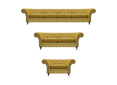 Gelb Luxus Komplett Wohnzimmer Sofagarnitur Textil Chesterfield Einrichtung