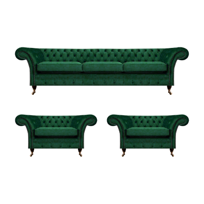 Grün Möbel Wohnzimmer Polstermöbel Chesterfield Set 3tlg 3+1+1 Einrichtung