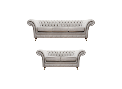 Luxus Set 2tlg Dreisitzer mit Zweisitzer Sofas Chesterfield Polstermöbel Sitz