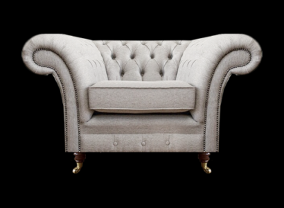 Wohnzimmer Luxus Sessel Polstermöbel Neu Grau Sitz Textil Chesterfield