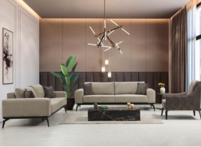 Beige Stoffsofas Komplette Garnitur Dreisitzer Polstersofas Lehnsessel