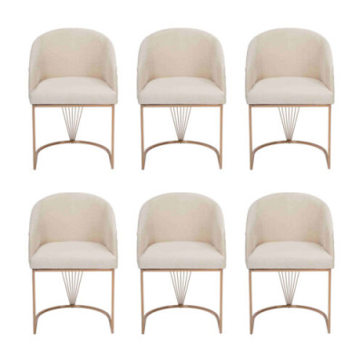 Gruppe Garnitur Stühle 6x Stuhl Set Textil Polster Sitz Edelstahl Esszimmer Neu