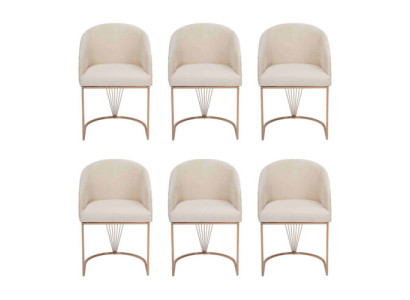 Gruppe Garnitur Stühle 6x Stuhl Set Textil Polster Sitz Edelstahl Esszimmer Neu