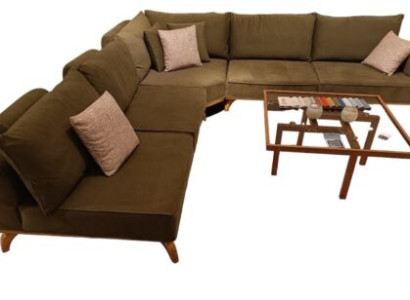 Braunes Ecksofa Luxuriöse Wohnzimmer L-Form Couch Designer Polster Möbel