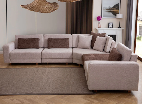 Modernes L-Form Sofa Wohnzimmer Polstercouch Stoffsofa Designer Möbel