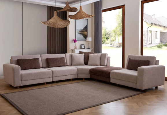 Modernes L-Form Sofa Wohnzimmer Polstercouch Stoffsofa Designer Möbel