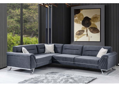 Stilvolle Graue L-Form Couch Wohnzimmer Designer Stoffsofa Eckcouch Neu
