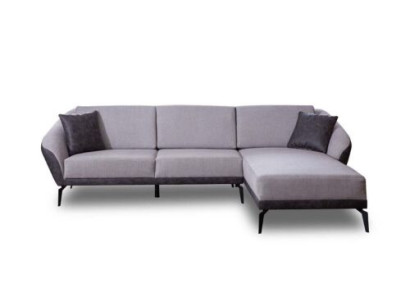 Weiß-Graues L-Form Wohnzimmer Stoffsofa Designer Ecksofa Textil Möbel
