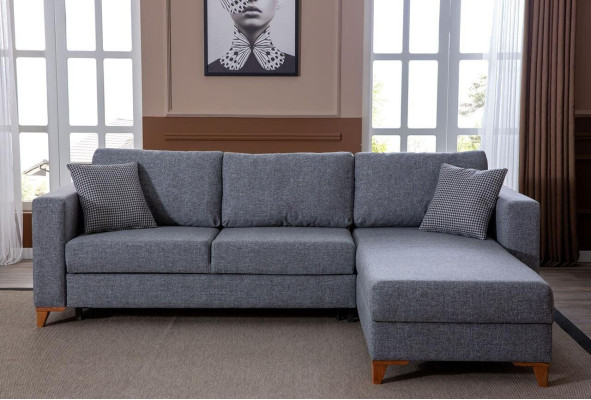 Stilvolles Graues Polstersofa Designer Ecksofa Wohnzimmer Sitzcouch Neu