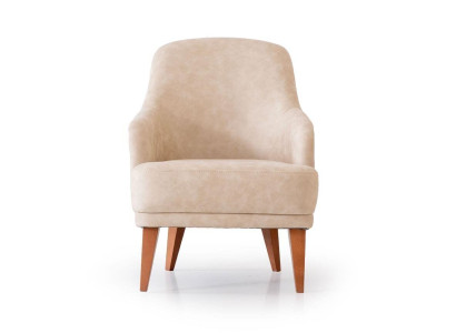 Beiger Ledersessel Wohnzimmer Lehnsessel Designer 1-Sitzer Möbel Neu
