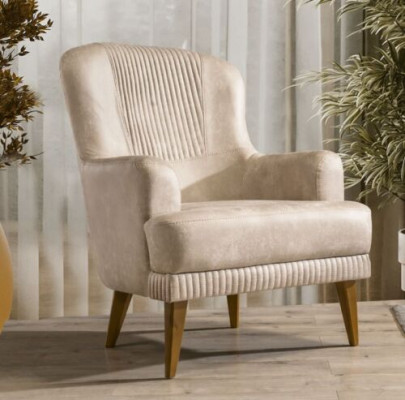 Beiger Einsitzer Designer Sessel Wohnzimmer Stilvoller Polstersitzer