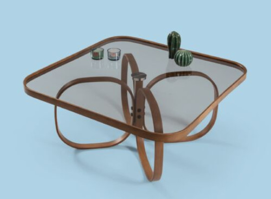 Exklusiver Glastisch Quadratischer Wohnzimmer Couchtisch Holztisch Neu