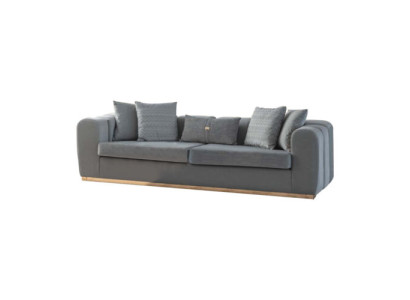 Designer Grauer Viersitzer Luxuriöser Großer 4-Sitzer Edle Polster Sofa