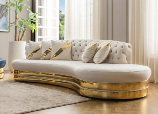 Weiße Halbrunde Chesterfield Sofas Designer 2x 3-Sitzer Stilvolle Couchen